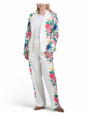 Floral White Multicolor Pantsuit